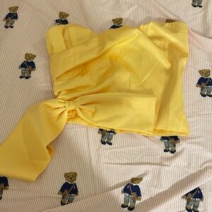 By egreis yellow bow silk top